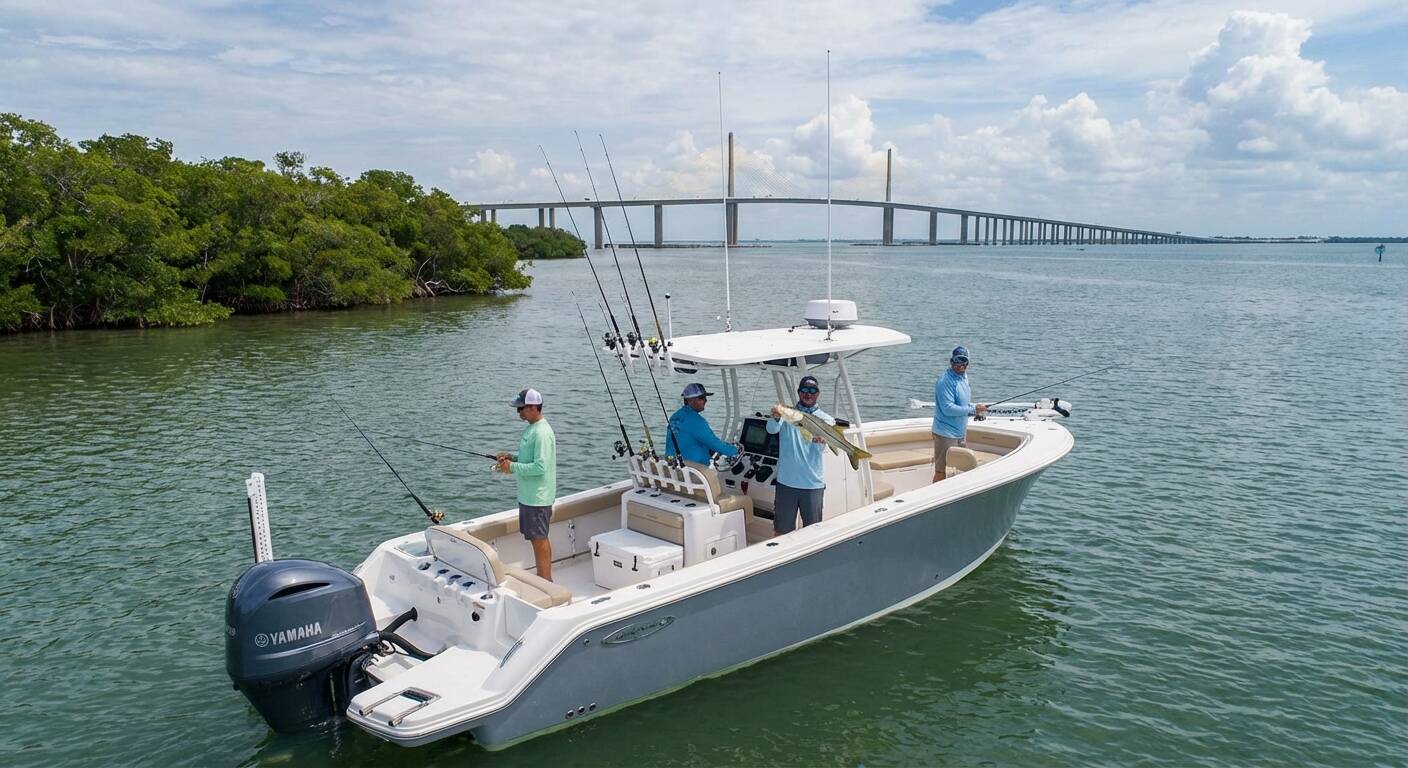 Private charter fishing experience in Tampa Bay with local captain and happy anglers