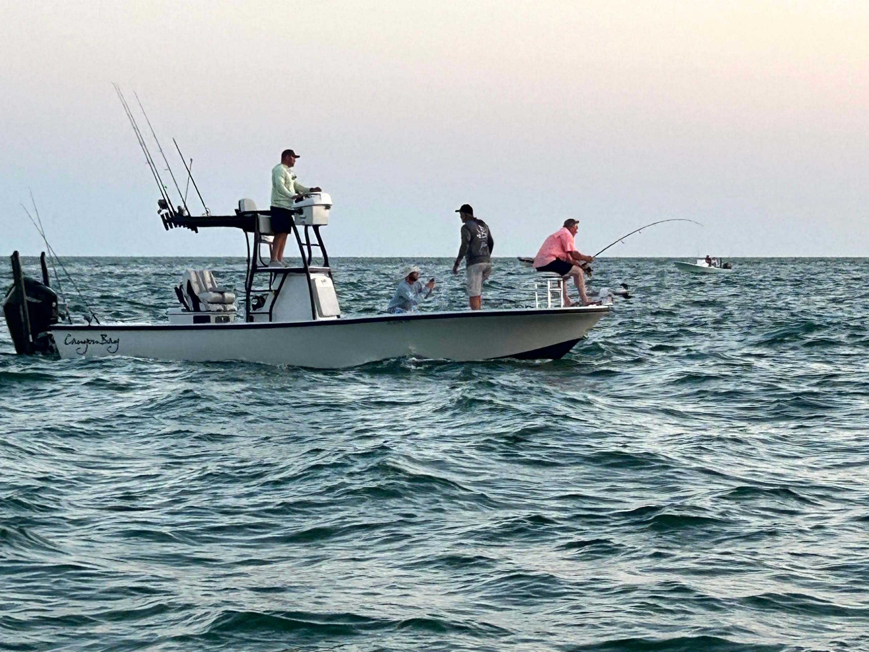 Beginner enjoying tarpon fishing in Boca Grande, Florida