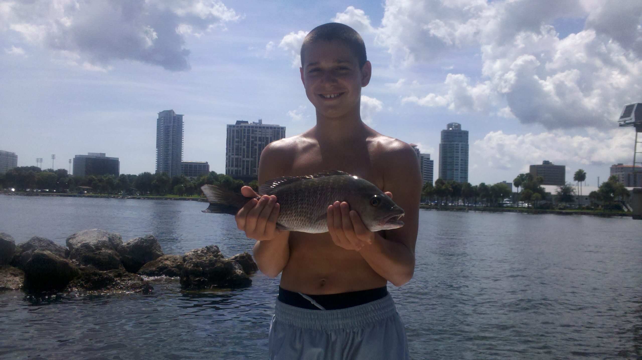 Mangrove snapper fishing in Tampa Bay during peak season at dawn or dusk